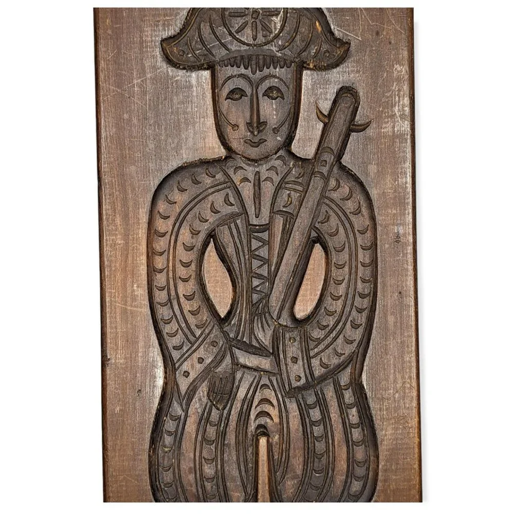 Antique Dutch Ornately Carved Large Wood Speculaas Cookie Mould